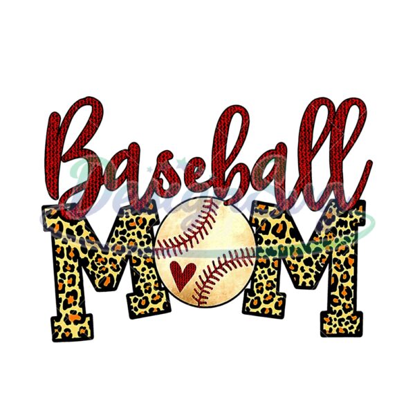 Baseball Mom Heart Sport Leopard Plaid PNG