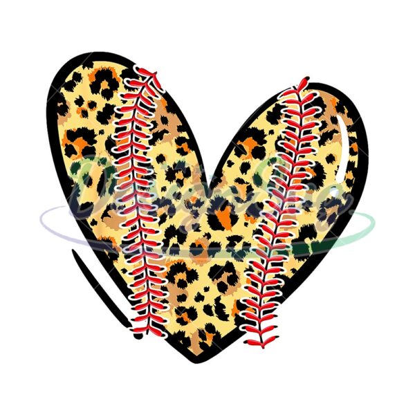 Leopard Softball Heart Mother Day Design PNG
