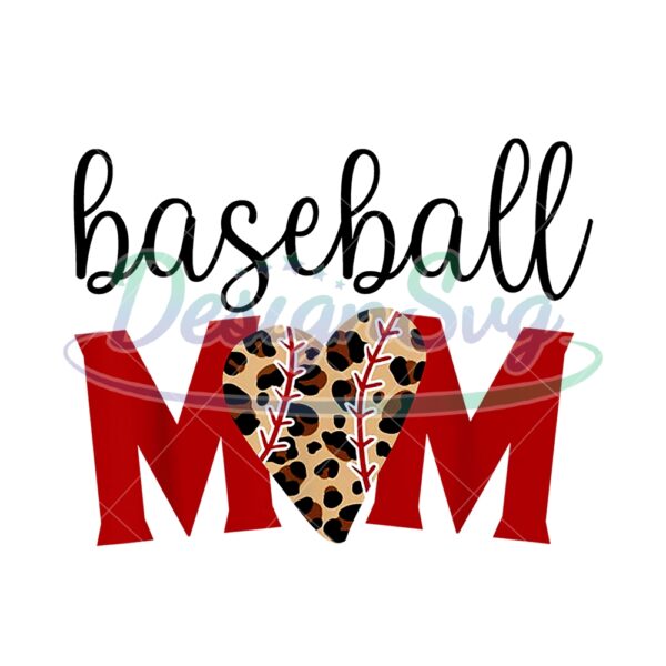 Baseball Mom Heart Shape Softball Sport PNG