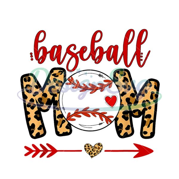 Baseball Mom Love Leopard Arrow PNG