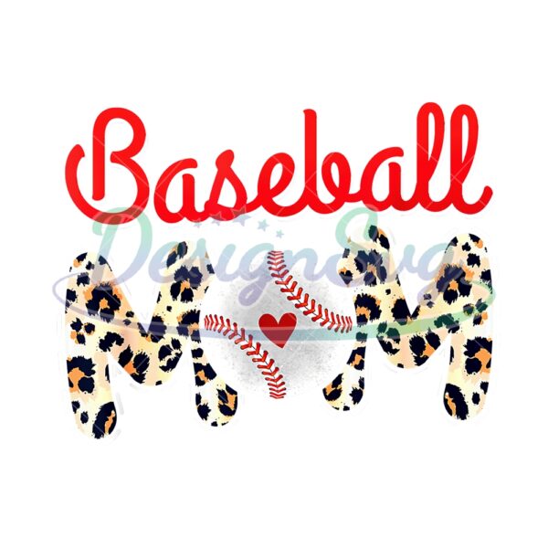 Baseball Mom White Leopard Heart Sport PNG