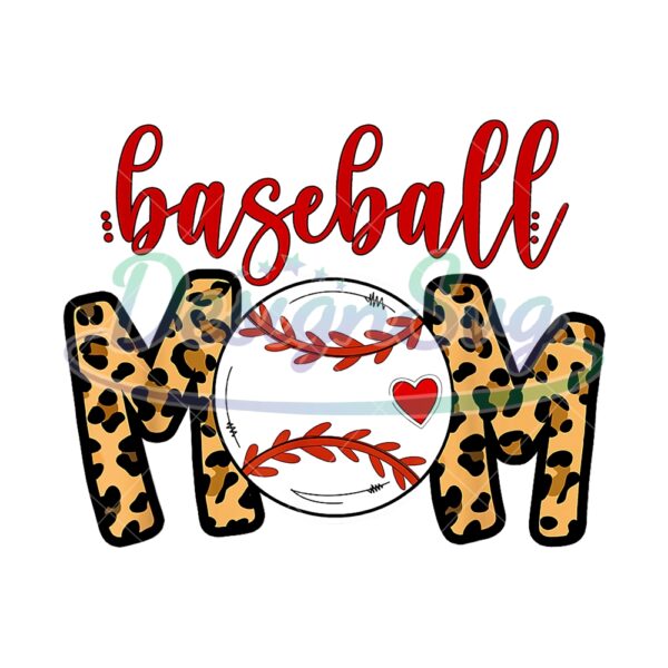 Baseball Mom Leopard Print Softball Heart PNG