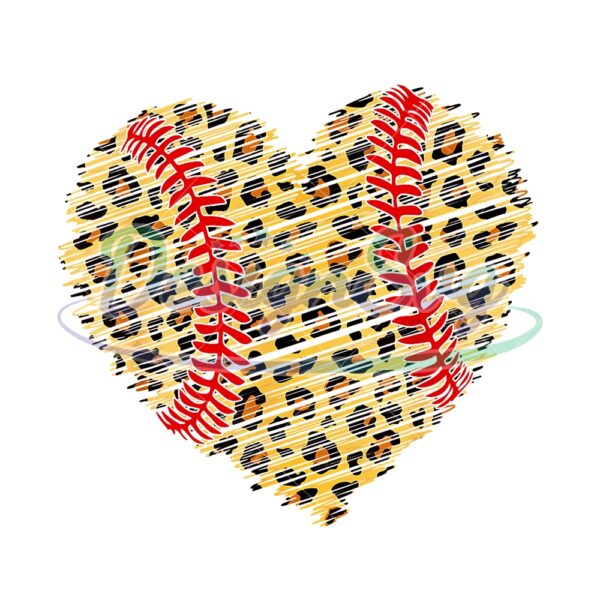 Mother Day Softball Leopard Heart Shape PNG