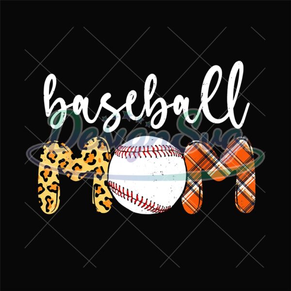 Baseball Mom Leopard Plaid Pattern Sport PNG