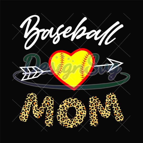Baseball Mom Leopard Plaid Arrow Heart PNG