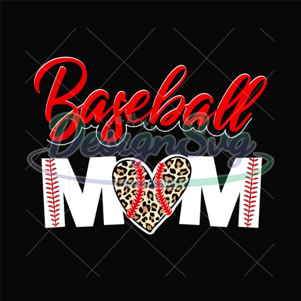 Baseball Mom Sport Heart Leopard Softball PNG