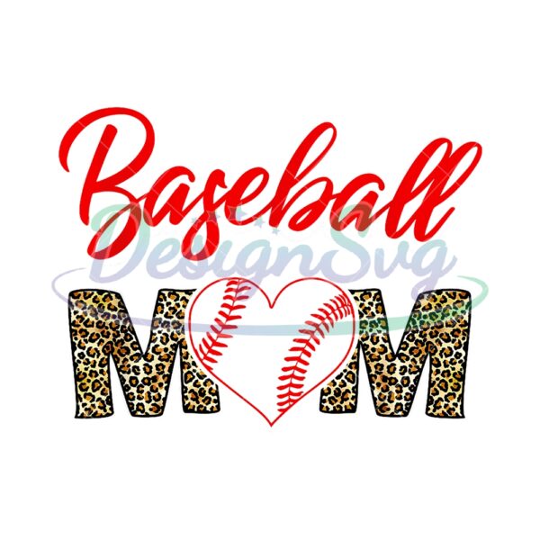 Baseball Mom Leopard Heart Softball PNG