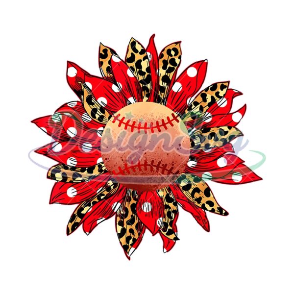 Leopard Polka Dot Print Sunflower Softball PNG