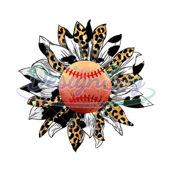 Baseball Cow Print Leopard Sunflower PNG