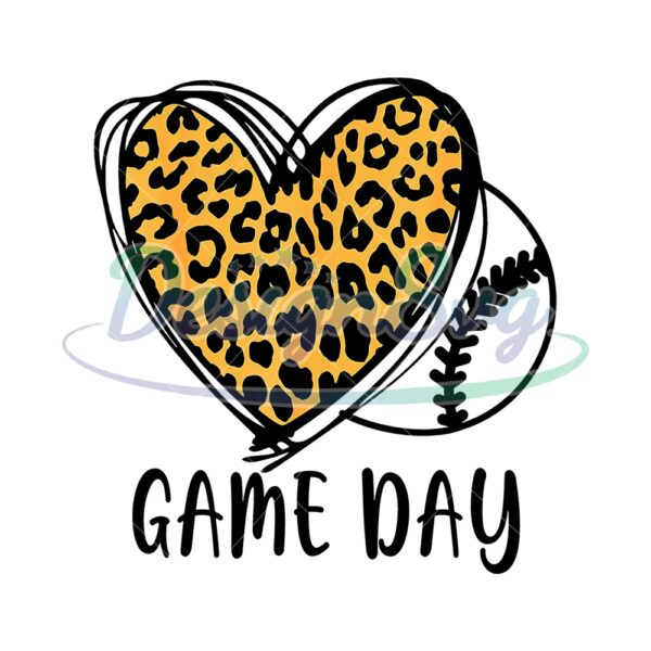 Game Day Love Leopard Softball Sport PNG