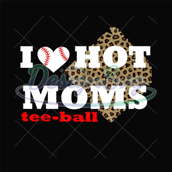 I Love Moms Teeball Leopard Plaid Softball PNG