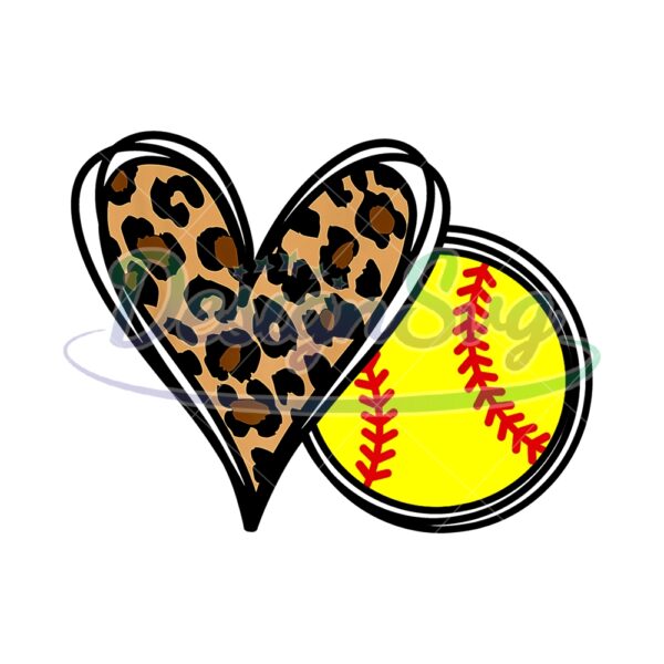 Heart Shape Leopard Print Softball Sport PNG