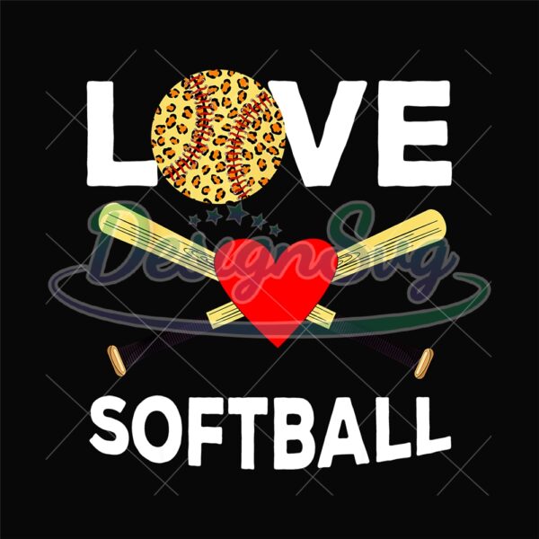 Love Softball Leopard Sport Baseball Bat PNG