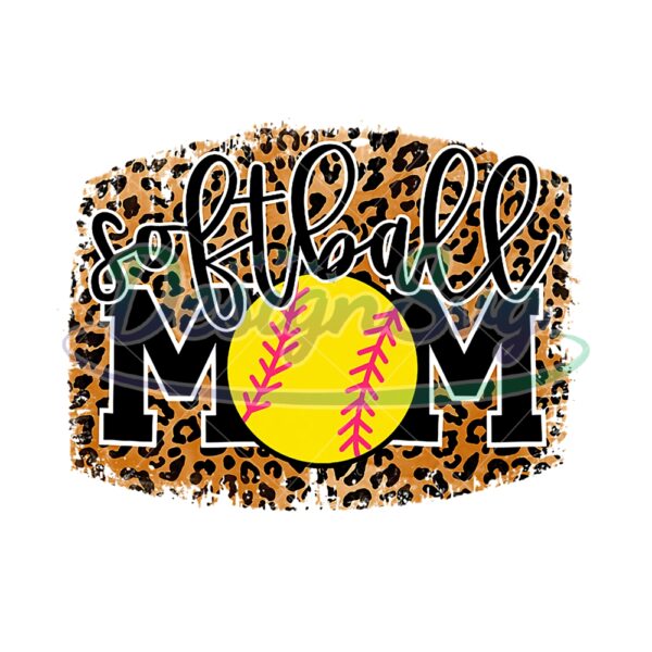 Softball Mom Leopard Plaid Print PNG