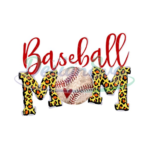 Baseball Mom Yellow Leopard Sport Softball PNG