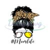 Mom Life Leopard Softball Glasses Messy Bun PNG
