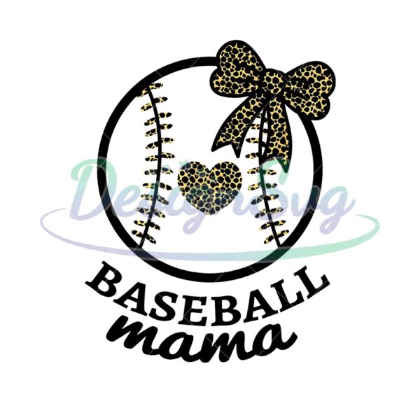 Baseball Mama Leopard Bow Softball Sport PNG
