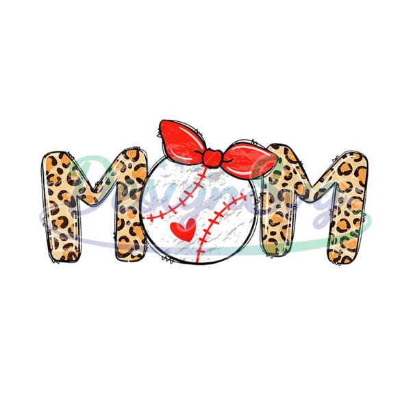 Leopard Mom Red Bow Tie Softball Sport PNG