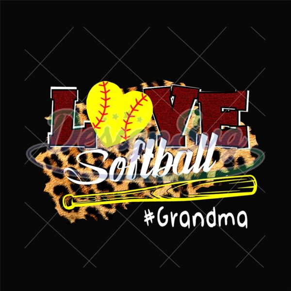 Love Softball Grandma Leopard Plaid Baseball PNG