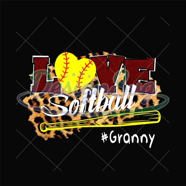 Love Softball Granny Leopard Plaid Baseball PNG