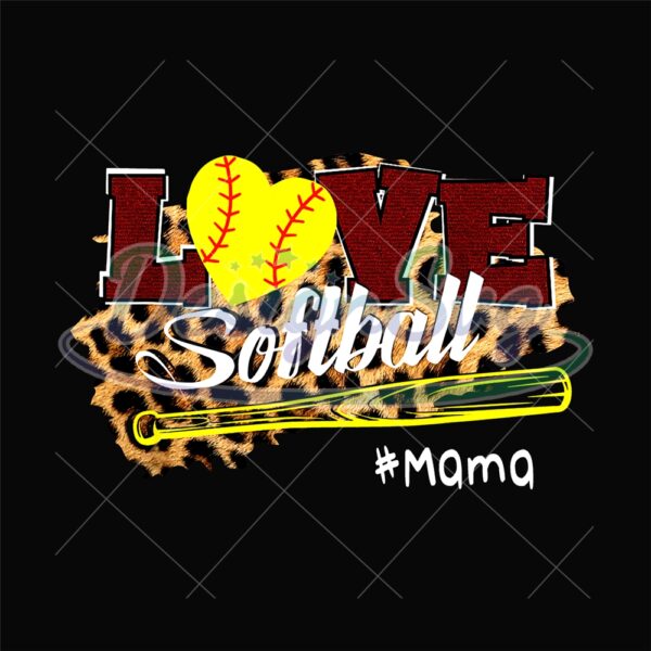 Love Softball Mama Leopard Baseball PNG