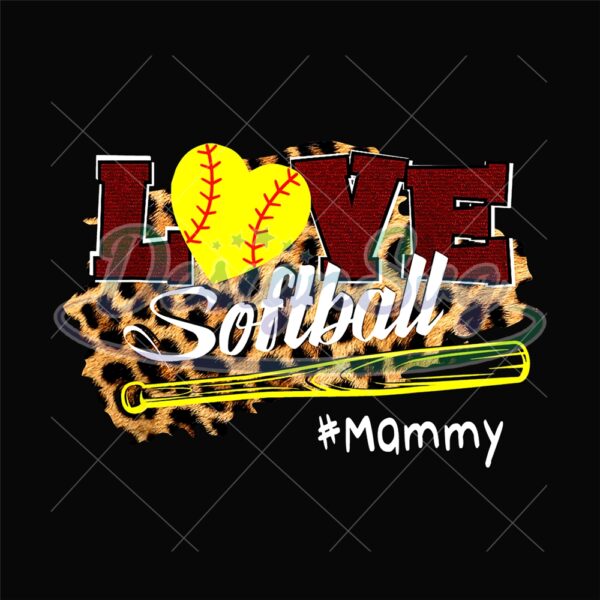 Love Softball Mammy Leopard Plaid Baseball PNG