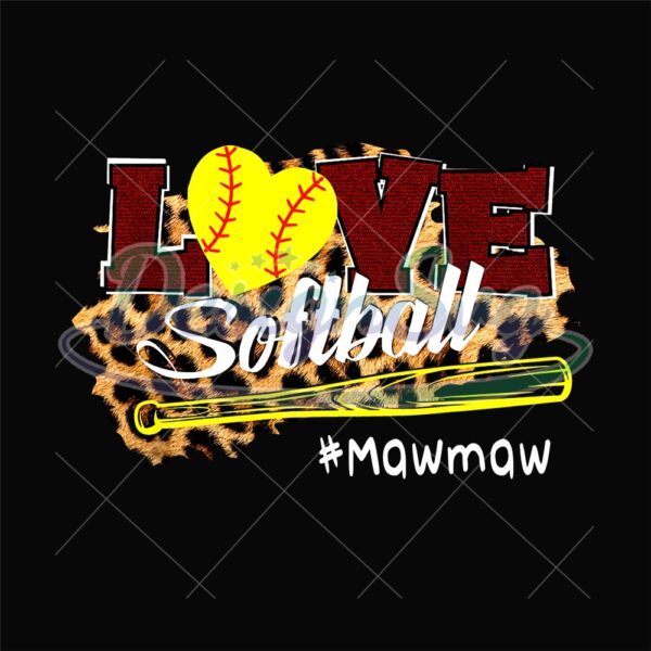Love Mawmaw Leopard Softball Bat Sport PNG