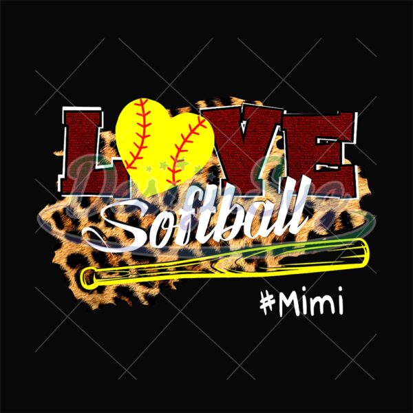 Love Softball Mimi Leopard Plaid Baseball PNG