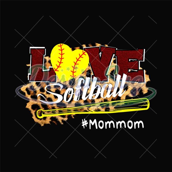 Love Mommom Leopard Softball Bat Sport PNG