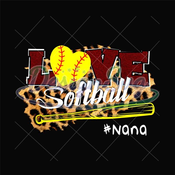 Love Softball Nana Leopard Baseball Bat PNG