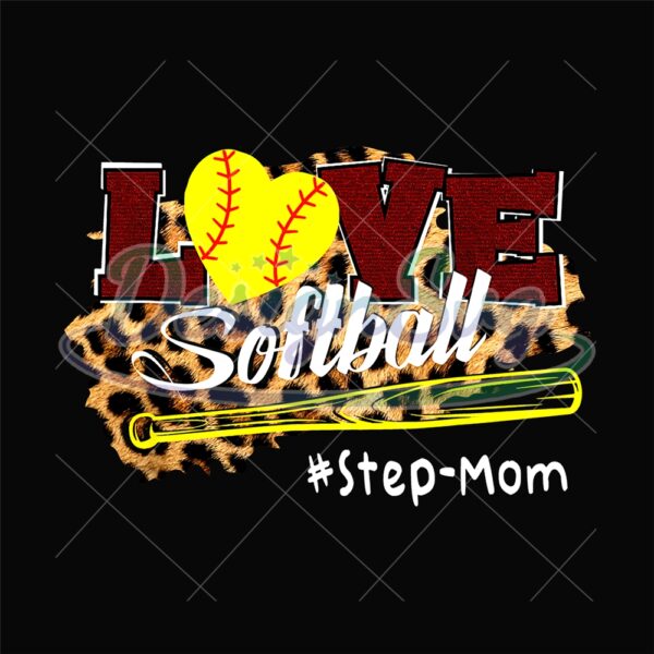 Love Stepmom Leopard Softball Bat Sport PNG