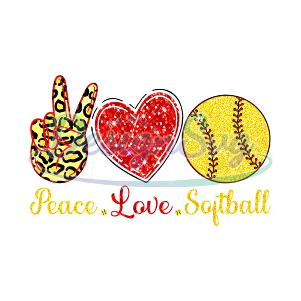 Peace Love Softball Mom Sublimation PNG