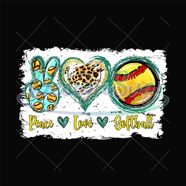 Peace Love Softball Mom Day Sublimation PNG