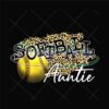 Softball Auntie Leopard Print Mom Day PNG