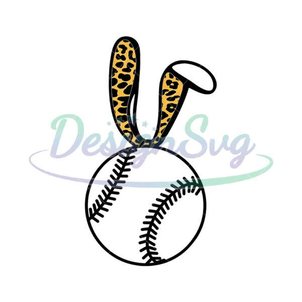 Softball Sport Leopard Bunny Ears Baseball PNG