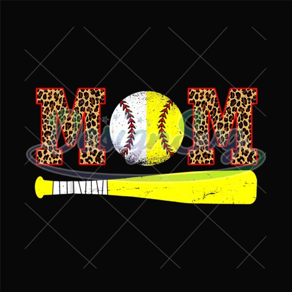 Sport Mom Leopard Baseball Bat Clipart PNG