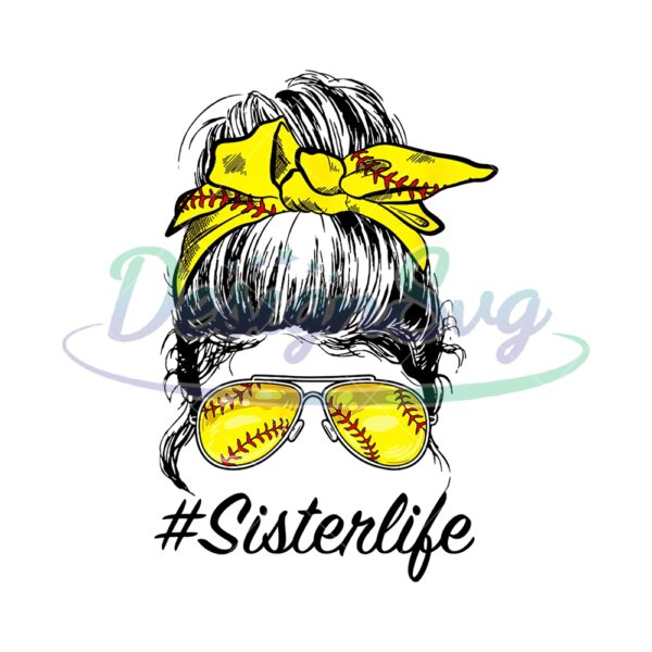 Sister Life Sport Yellow Softball Mom PNG