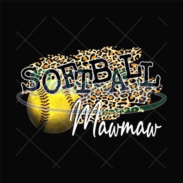 Softball Mawmaw Leopard Print Clipart PNG