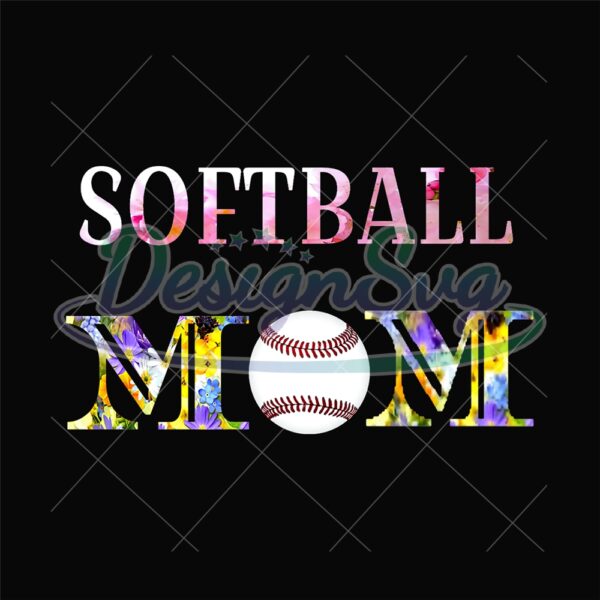 Softball Mom Daisy Flower Baseball PNG