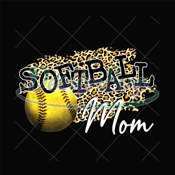 Softball Mom Leopard Print Clipart PNG
