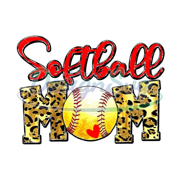Softball Mom Red Leopard Mother Day Sport PNG