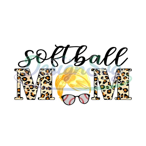 Softball Mom Leopard Baseball Glasses PNG