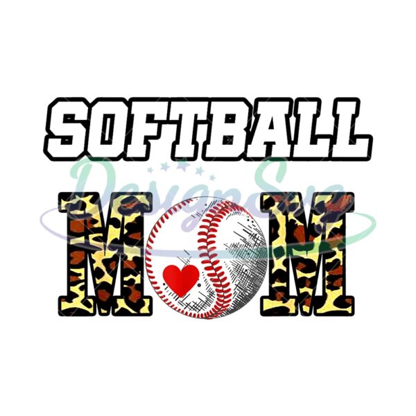 Softball Mom Leopard Retro Mother Day PNG