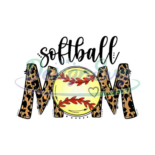 Softball Mom Leopard Print Sport Design PNG