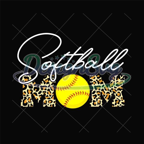 Softball Mom Leopard Yellow Baseball Sport PNG