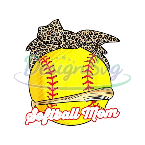 Softball Mom Leopard Bandana Baseball Bat PNG