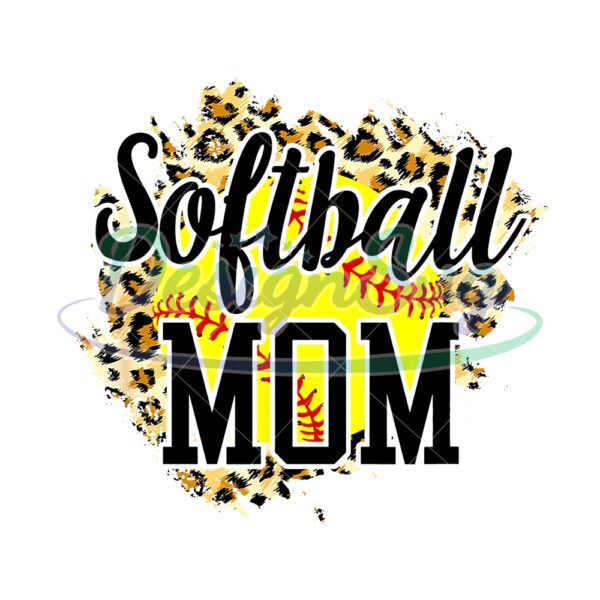 Softball Mom Sport Baseball Leopard Print PNG