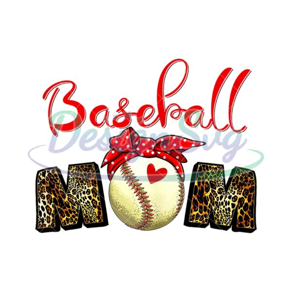 Baseball Mom Leopard Sport Heart Softball PNG