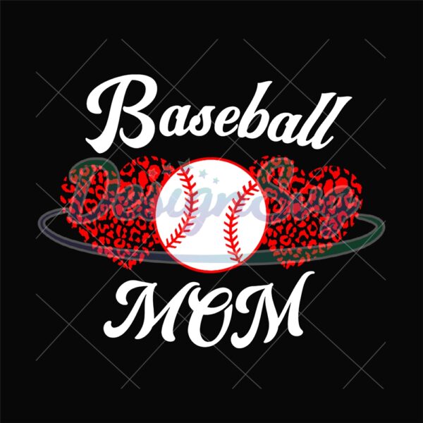 Baseball Mom Leopard Heart Sport Design PNG