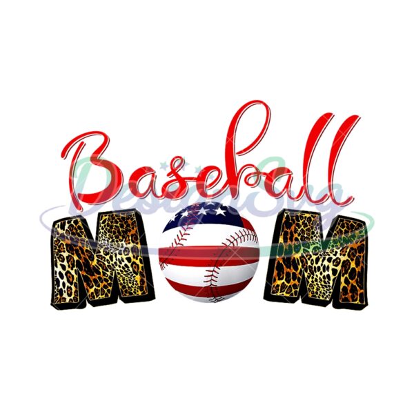 Baseball Mom Leopard Sport Patriotic PNG